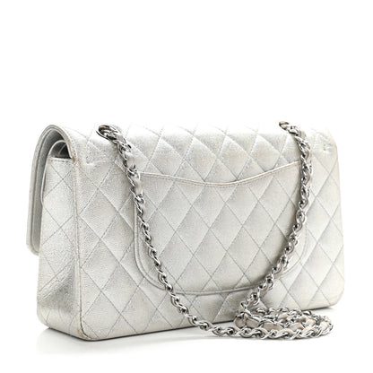 Chanel Glittered Metallic Caviar Quilted Medium Double Flap Silver 3 of 15