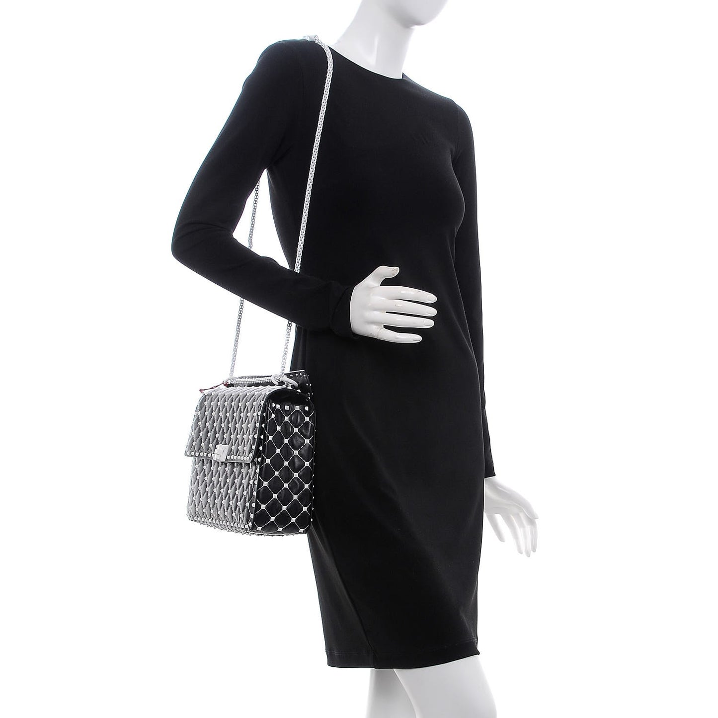 Lambskin Large Free Rockstud Spike Shoulder Bag Black