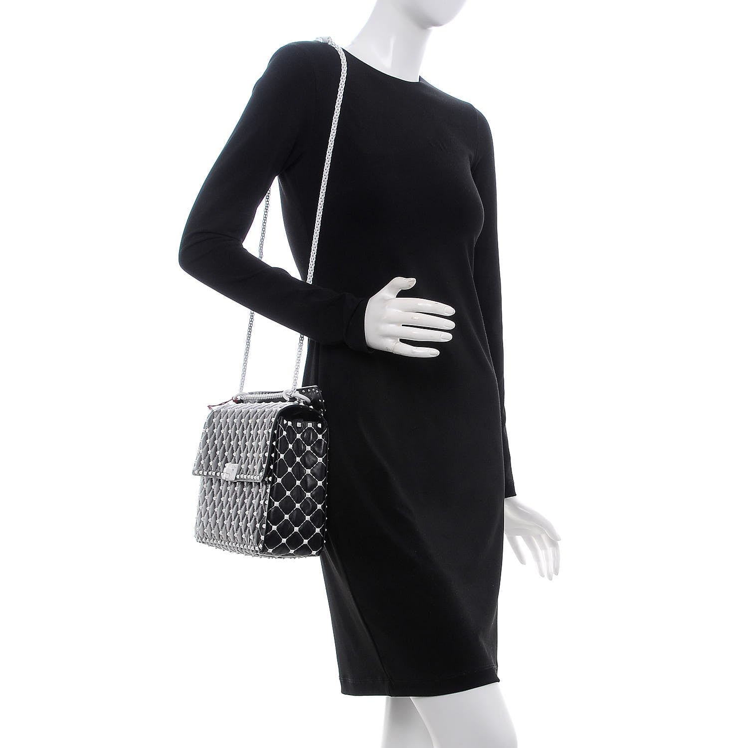 Valentino Garavani Lambskin Large Free Rockstud Spike Shoulder Bag Black 2 of 8