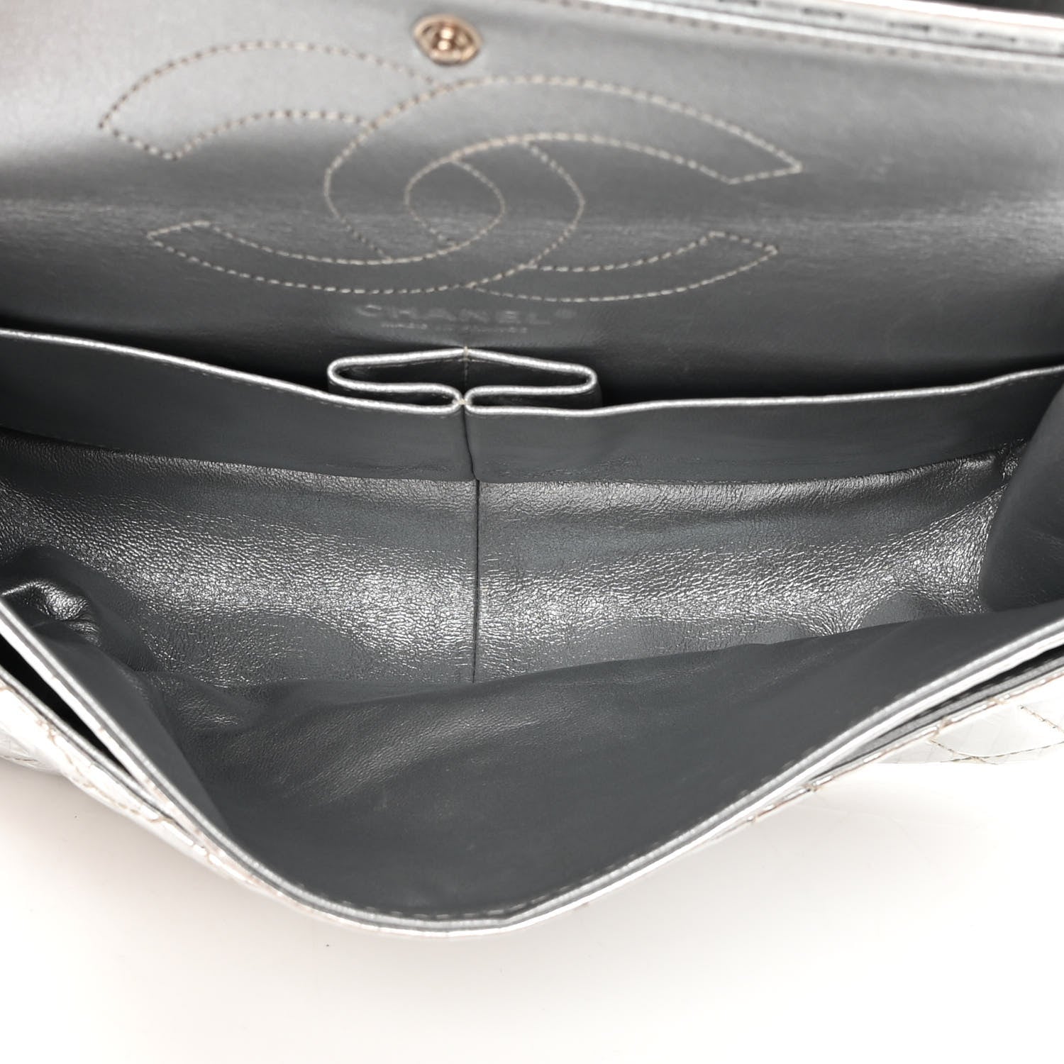 Chanel Metallic Striped Calfskin 2.55 Reissue 226 Flap Silver Silver 5 of 13