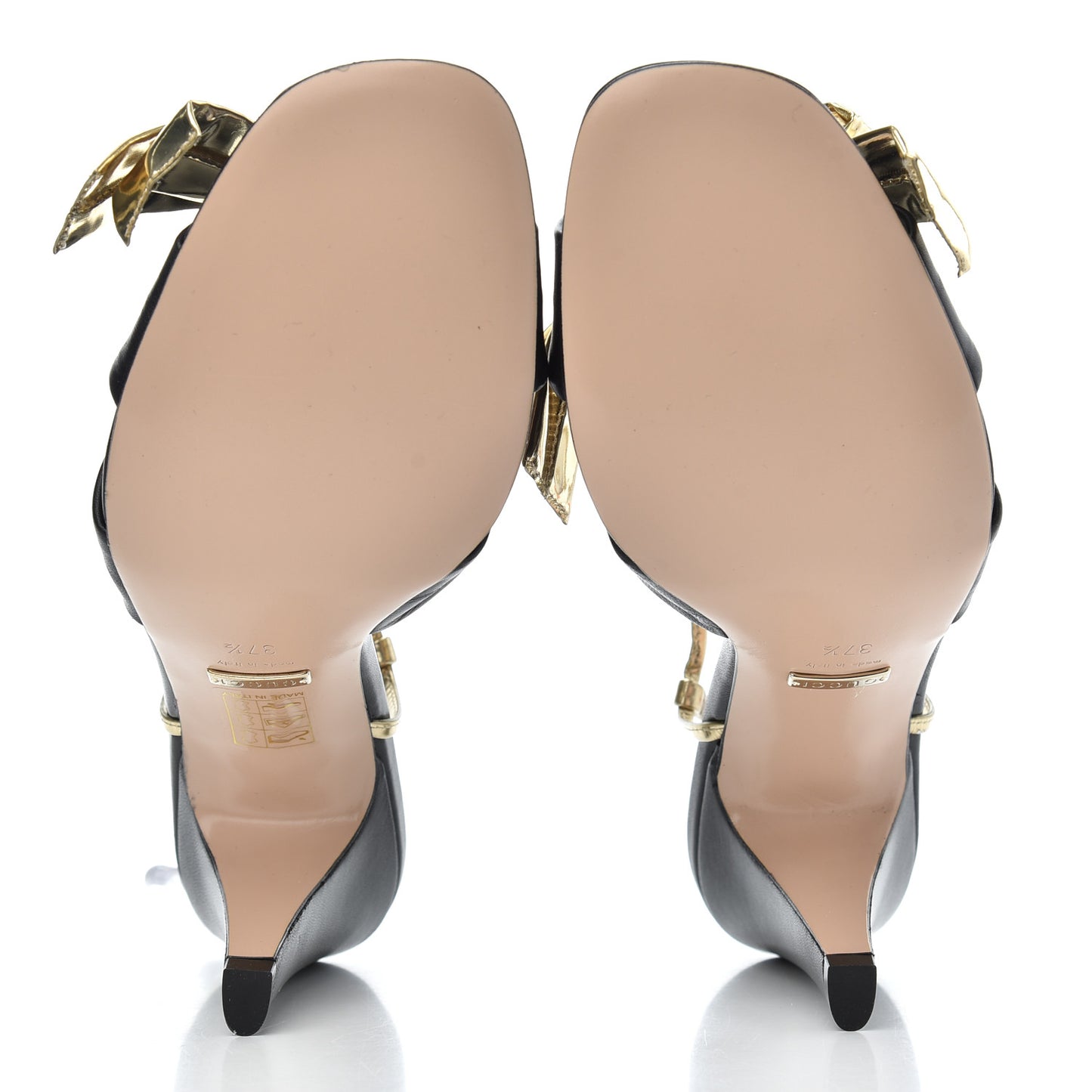 Nappa Metallic Bow Daphne High Heel Sandals 37.5 Black Platino