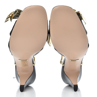 Gucci Nappa Metallic Bow Daphne High Heel Sandals 37.5 Black Platino 5 of 11
