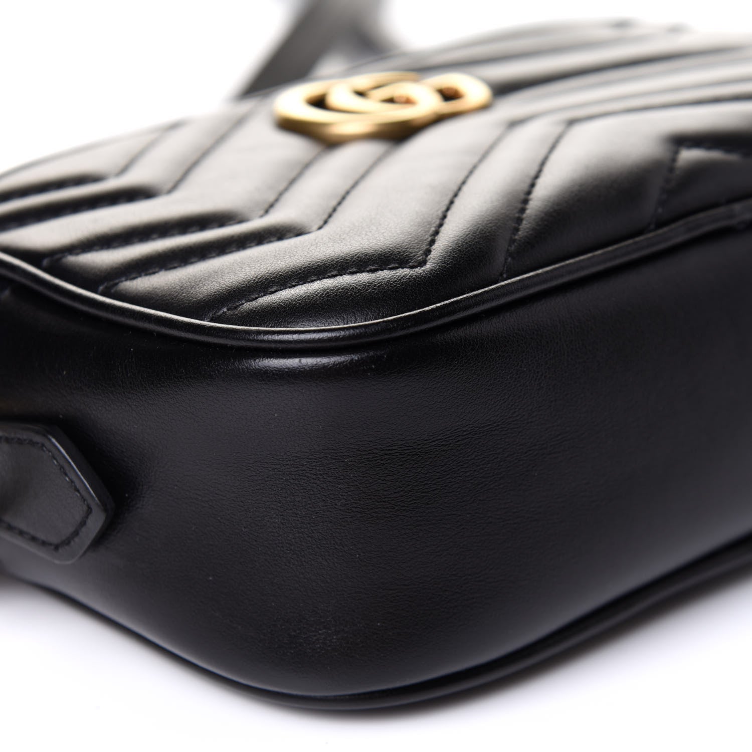 Gucci Calfskin Matelasse Mini GG Marmont Chain Shoulder Bag Black 10 of 10