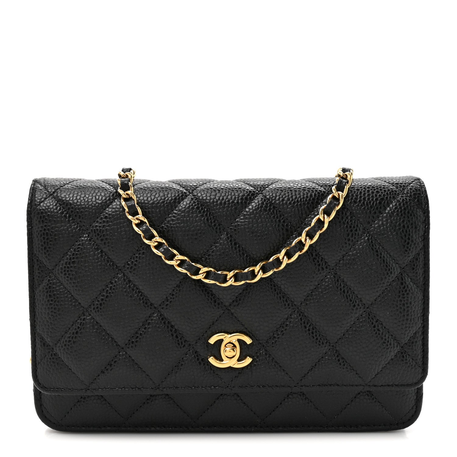 Chanel Caviar Quilted CC Turnlock Wallet On Chain WOC Black 1 of 12