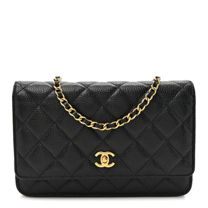 Chanel Caviar Quilted CC Turnlock Wallet On Chain WOC Black 1 of 12