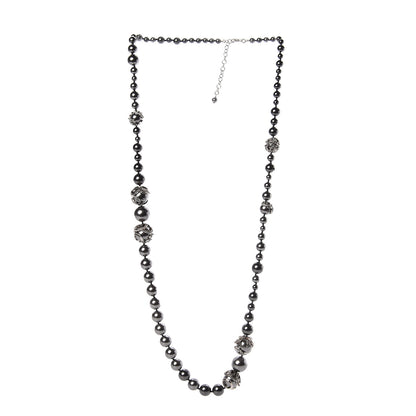 Chanel Ruthenium Pearl Beaded CC Long Necklace Black 3 of 5