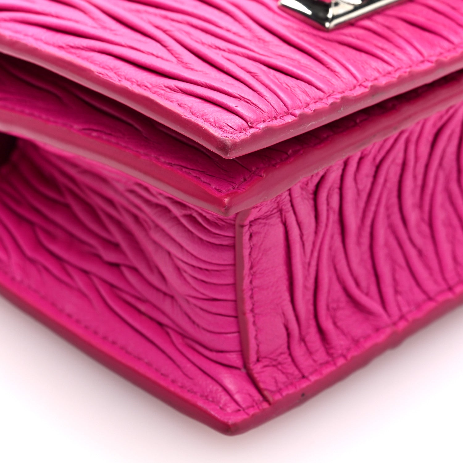 Alexander McQueen Lambskin Pleated Knuckle Shoulder Bag Fuchsia 9 of 10