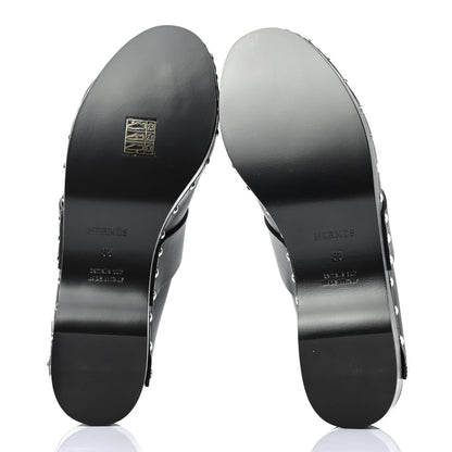 Hermes Calfskin Calya Mules 38 Black 4 of 4