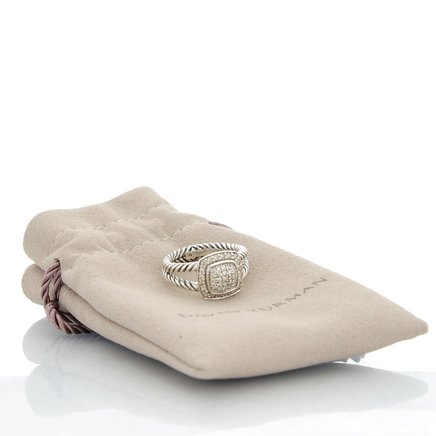 Sterling Silver Diamond 7mm Petite Albion Pave Ring 52 6