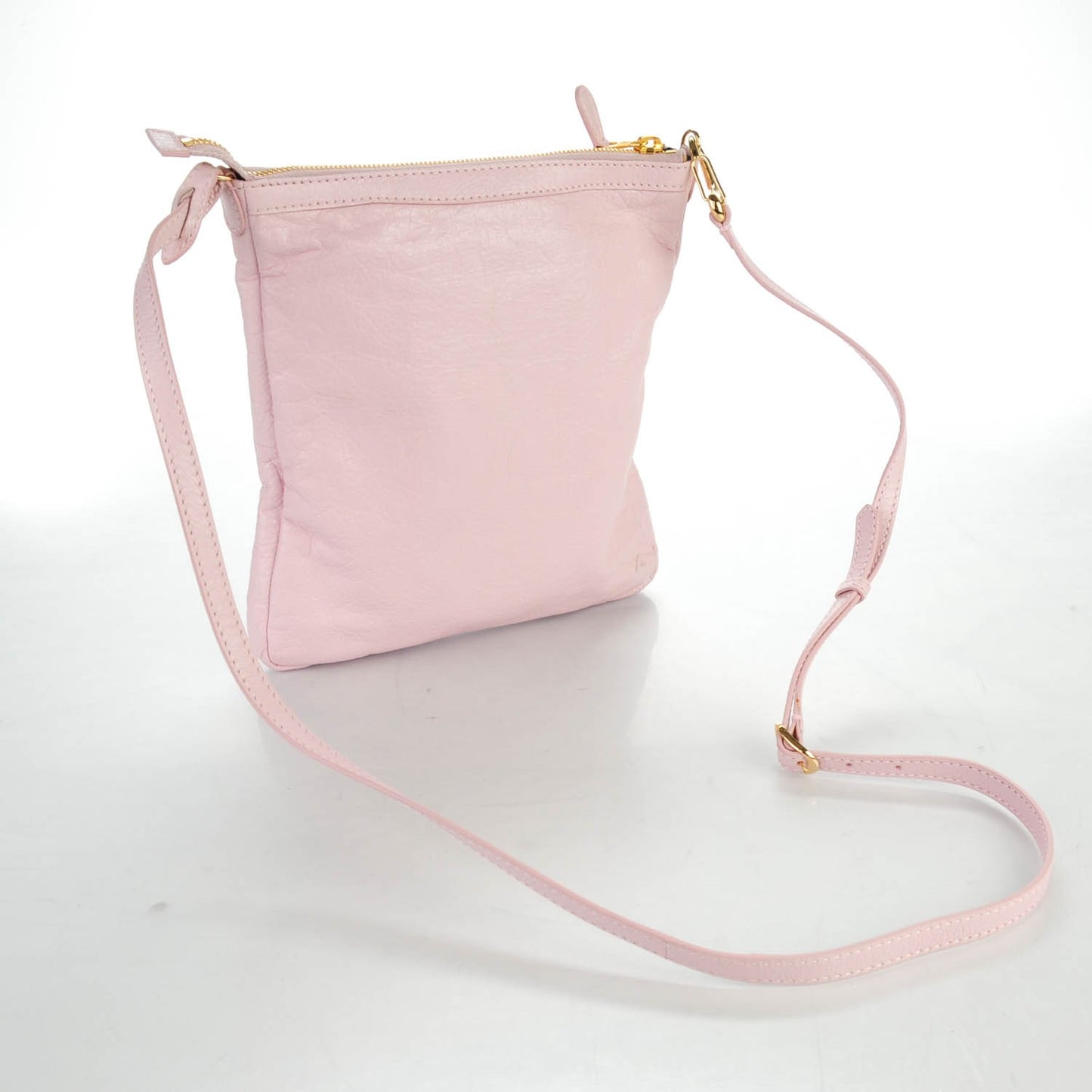 Agneau Giant 12 Gold Hardware Flat Crossbody Rose Poudre