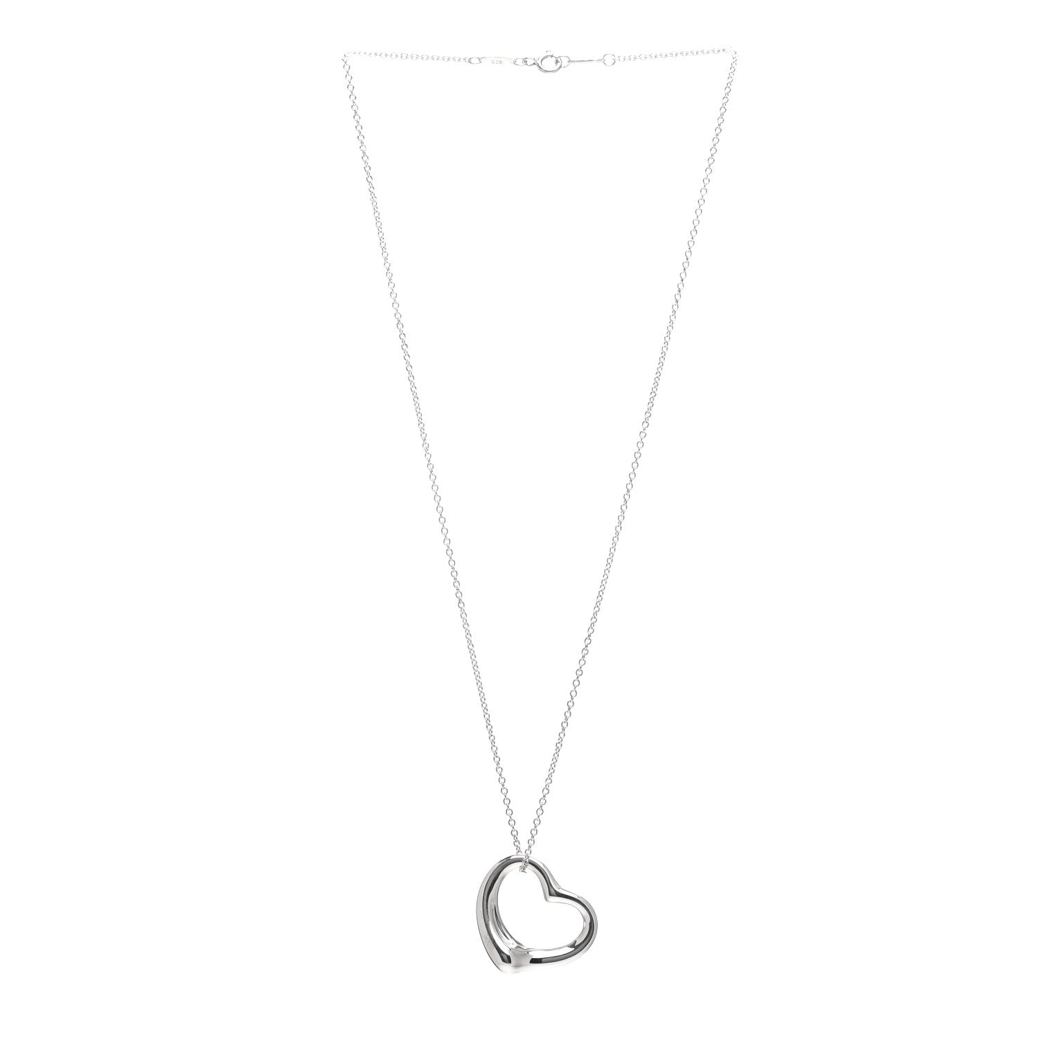 Tiffany Sterling Silver 27mm Elsa Peretti Open Heart Pendant Necklace 3 of 5