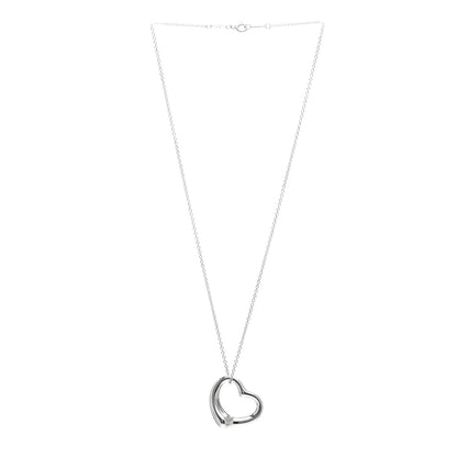 Tiffany Sterling Silver 27mm Elsa Peretti Open Heart Pendant Necklace 3 of 5