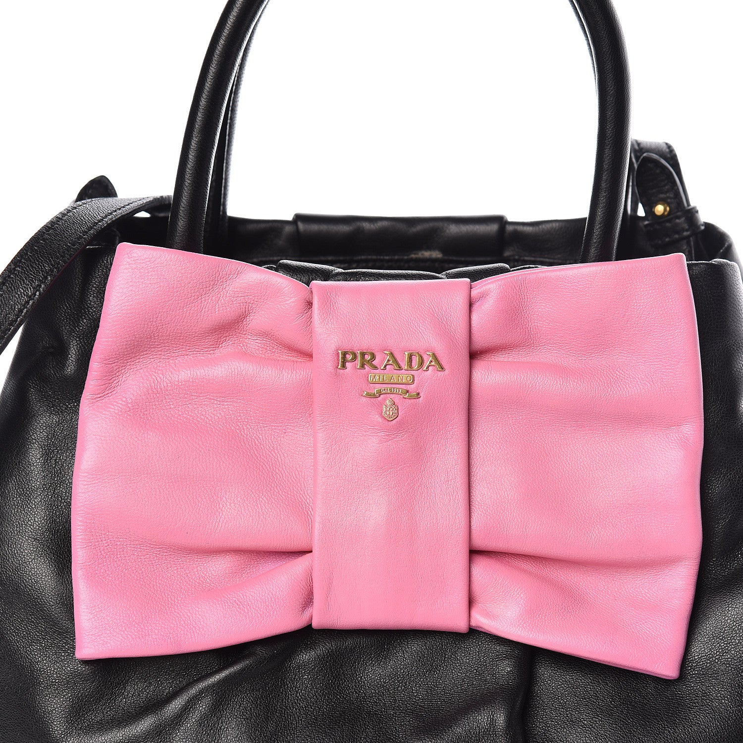 Prada Nappa Fiocco Bow Satchel Black Geranio 10 of 10