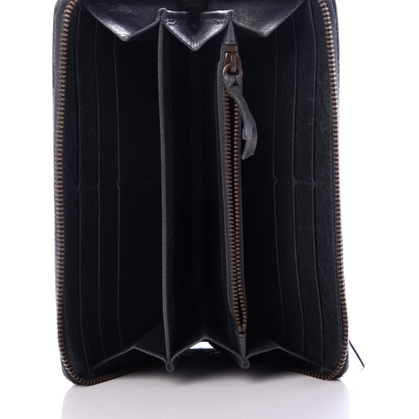 Agneau Classic Hardware Continental Zip Around Wallet Anthracite