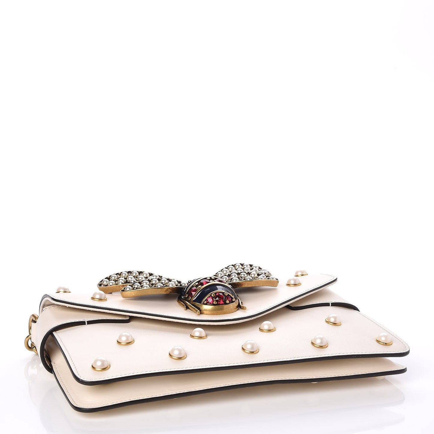 Nappa Pearl Studded Mini Queen Margaret Broadway Shoulder Bag Mystic White