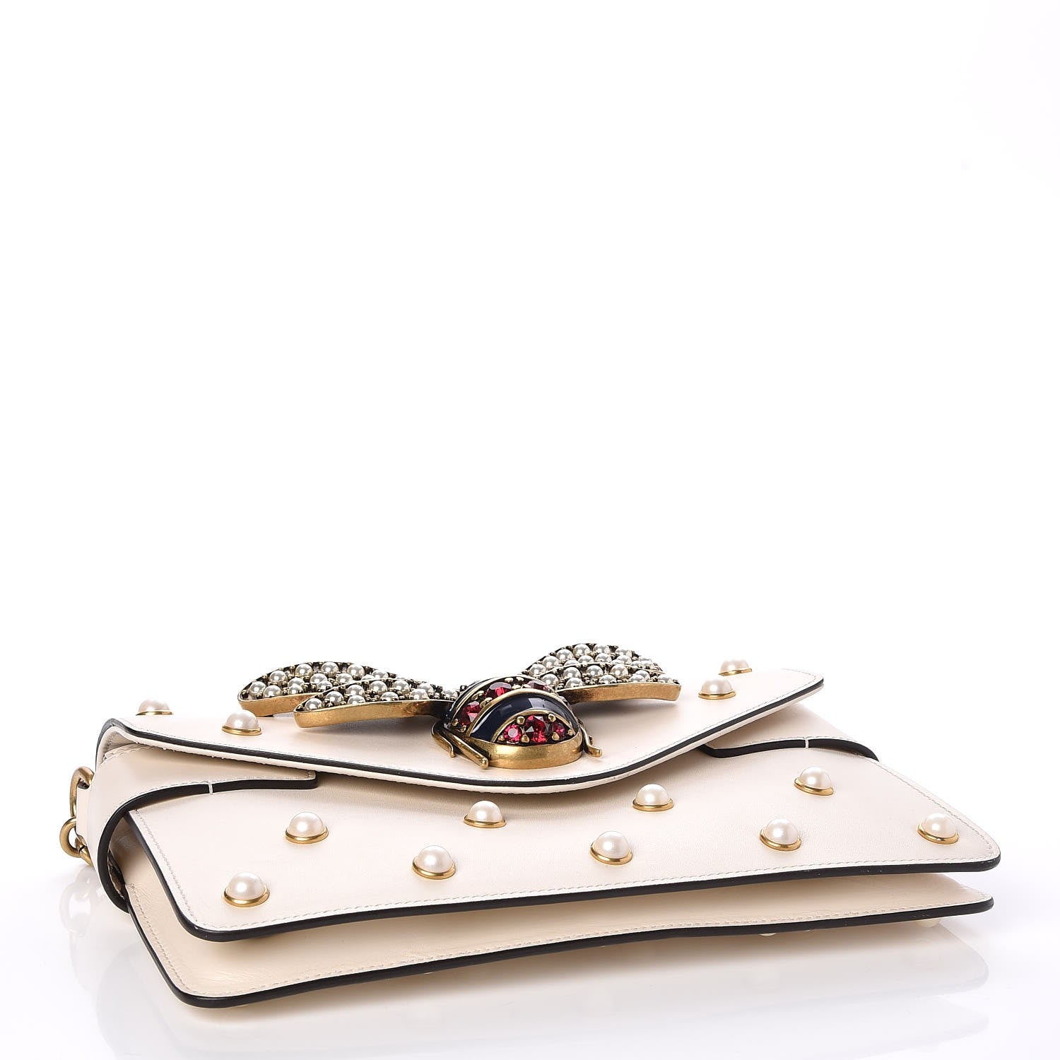 Gucci Nappa Pearl Studded Mini Queen Margaret Broadway Shoulder Bag Mystic White 4 of 7