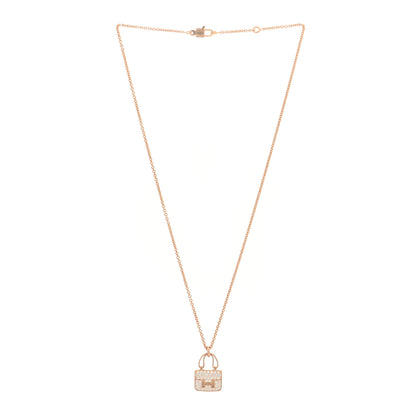 Hermes 18K Rose Gold Diamond Constance Amulettes Pendant Necklace 2 of 5