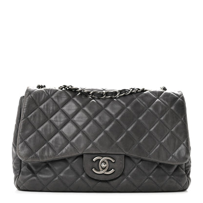 Chanel Lambskin Quilted Jumbo Single Flap Grey 1 of 13