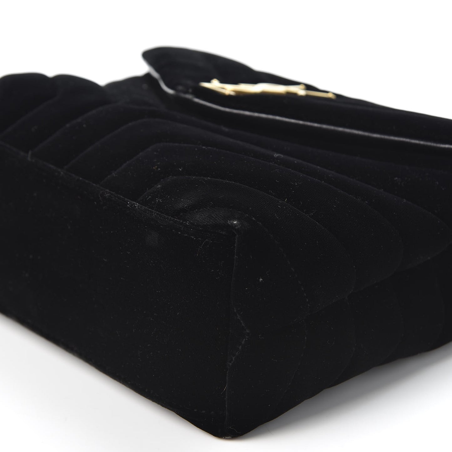 Velvet Y Quilted Monogram Small Loulou Chain Satchel Black