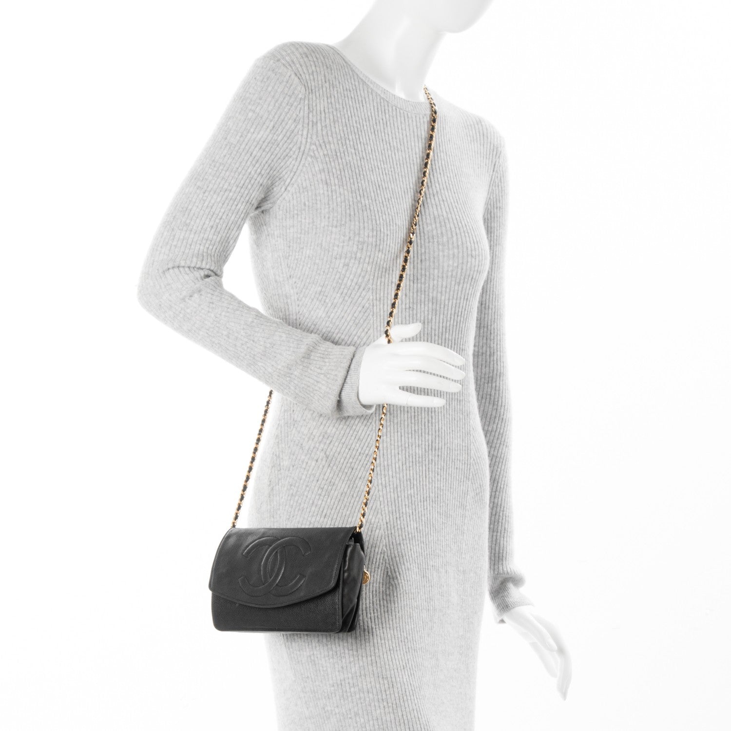 Chanel Caviar Timeless CC Wallet On Chain WOC Black 2 of 8