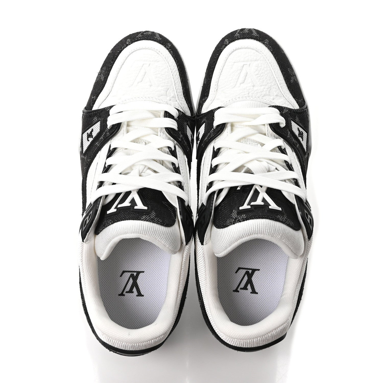 Louis Vuitton Calfskin Embossed Monogram Denim Womens LV Trainer