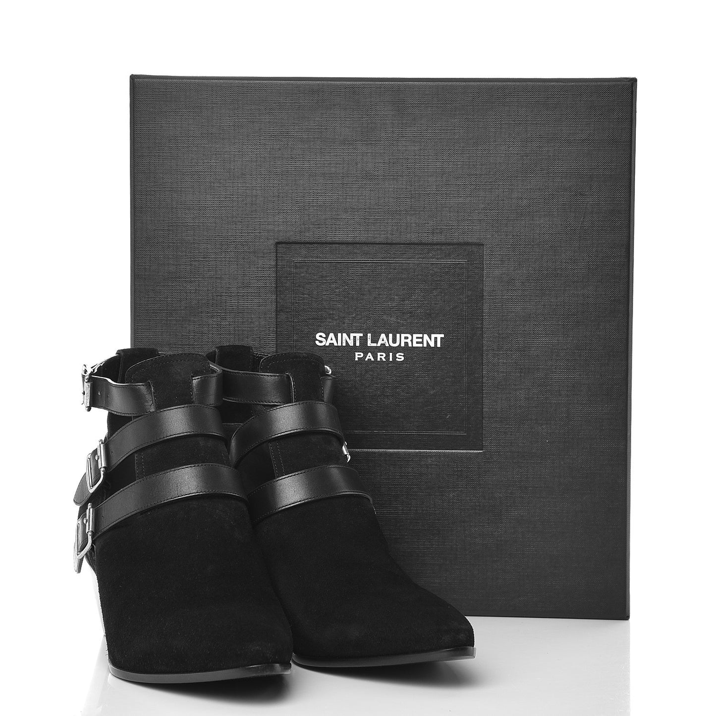 Suede Rock Buckle Booties 38.5 Black