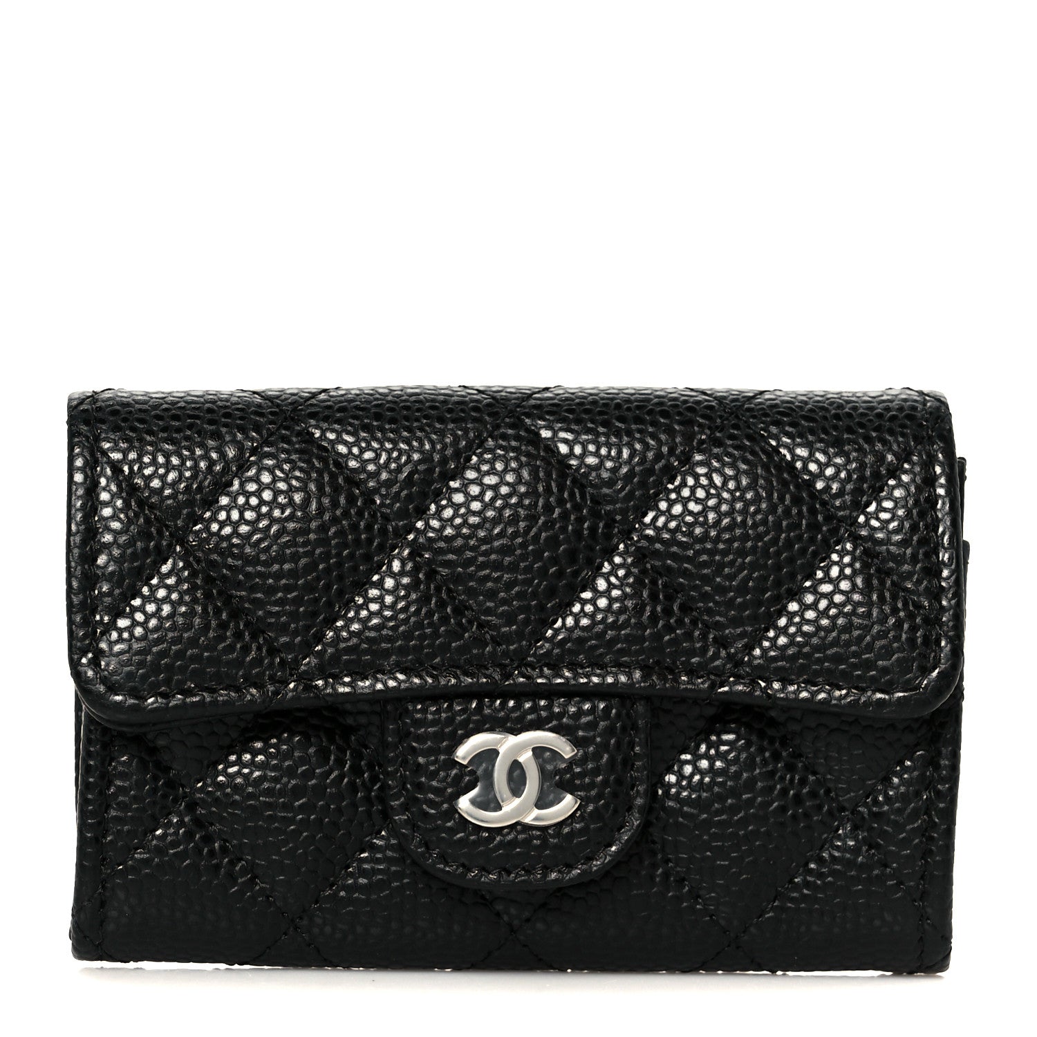 Chanel Caviar Quilted Flap Card Holder Wallet Black 1 of 9