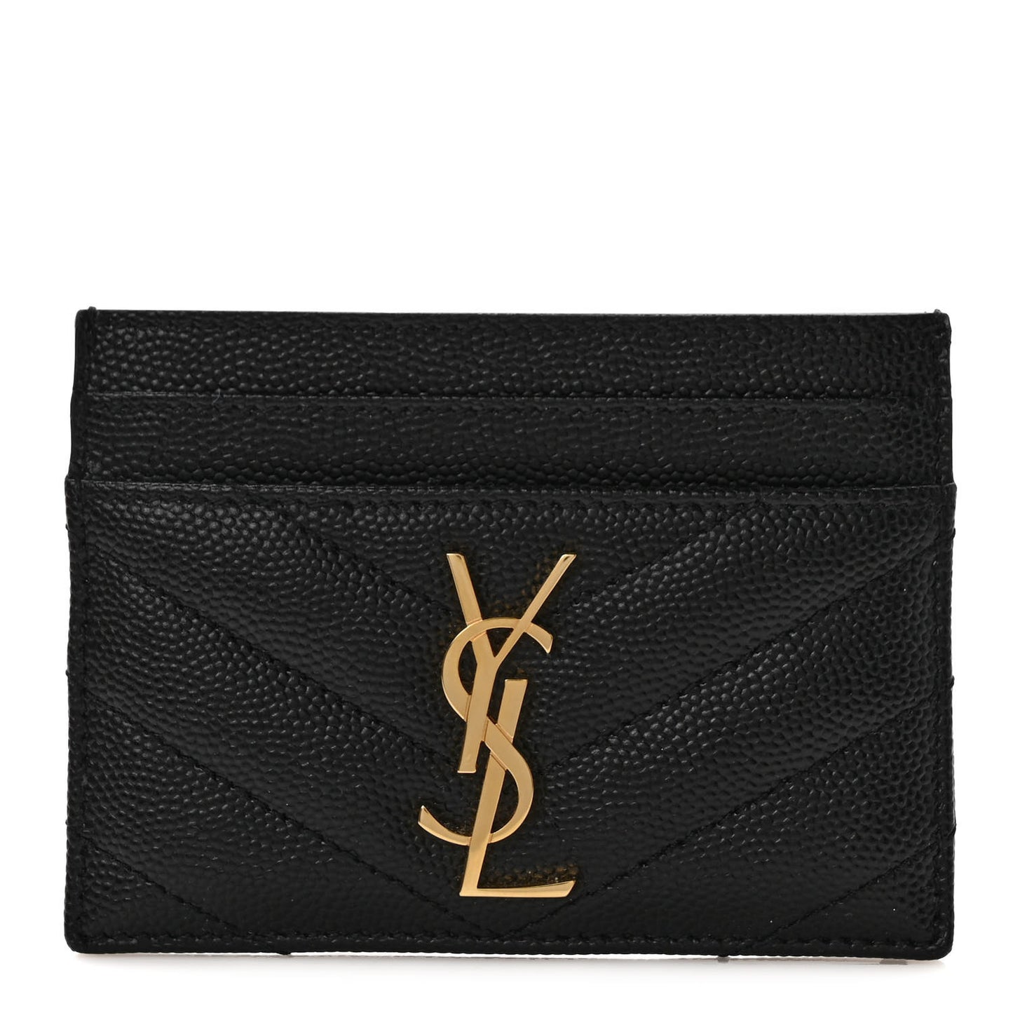 Grain De Poudre Matelasse Chevron Monogram Credit Card Case Black
