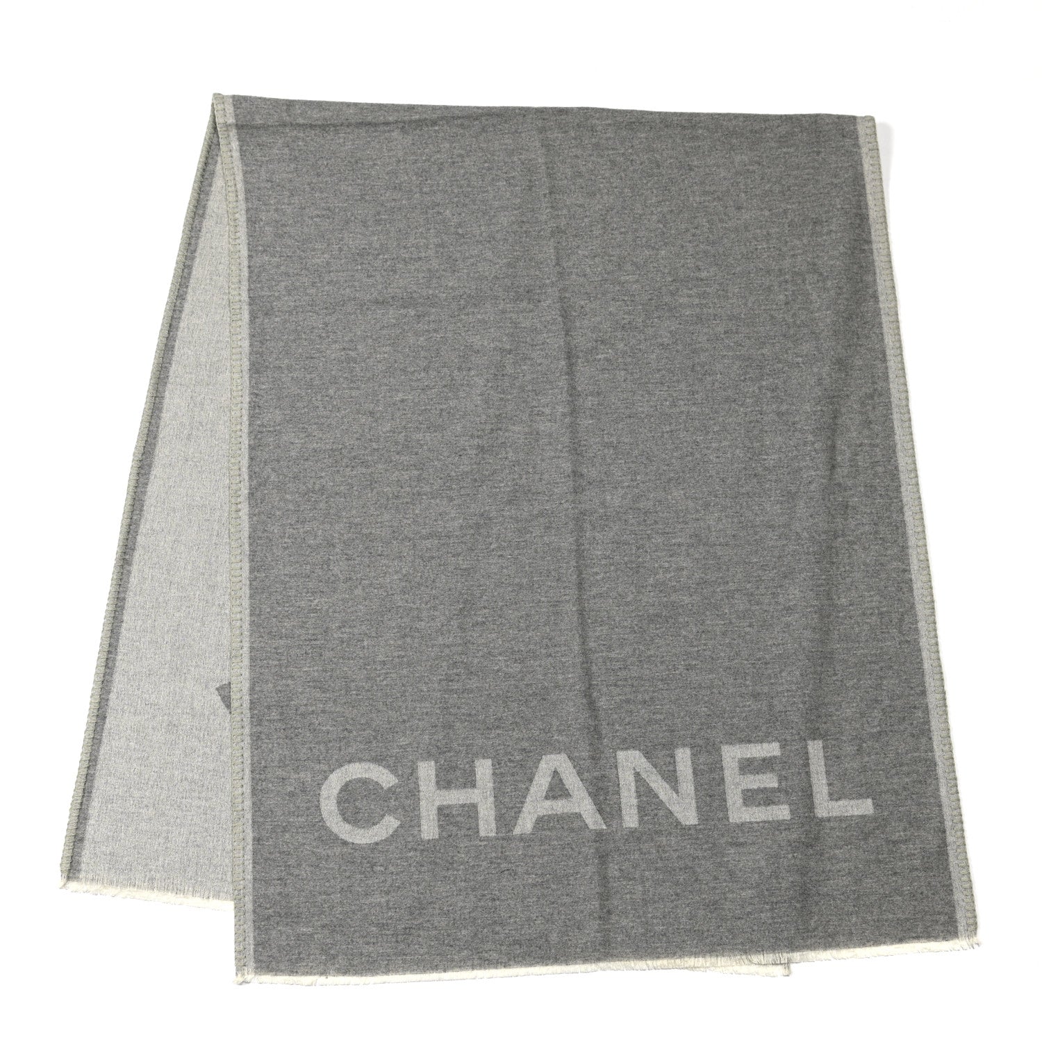 Chanel Cashmere CC Scarf Grey 2 of 4