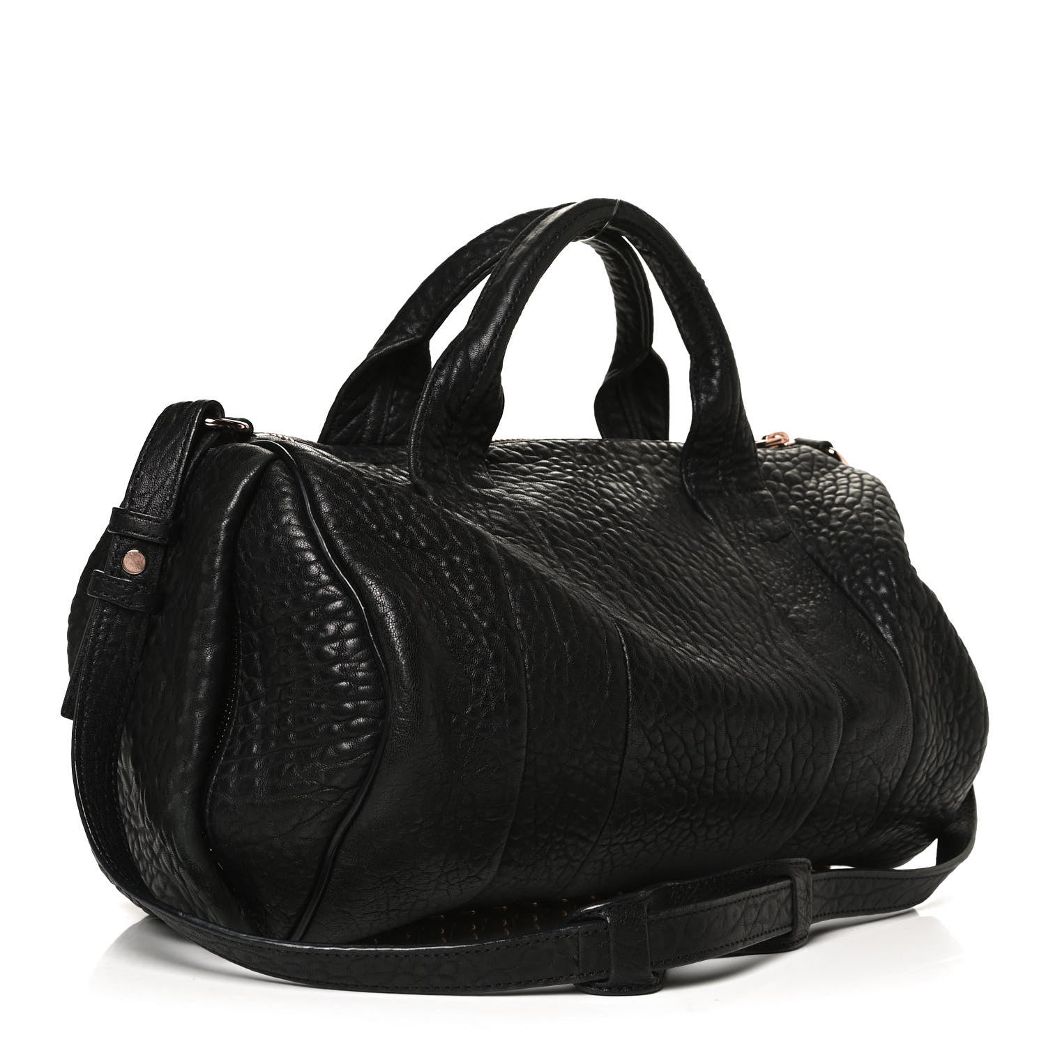 Alexander Wang Pebbled Lambskin Rocco Black Rose Gold Hardware 3 of 16
