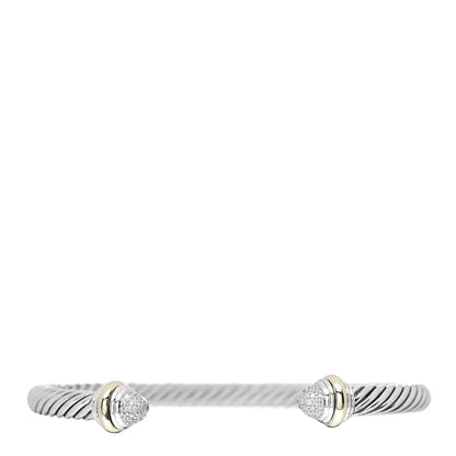 David Yurman Sterling Silver 14K Yellow Gold Diamond 5mm Cable Classics Bracelet 1 of 4