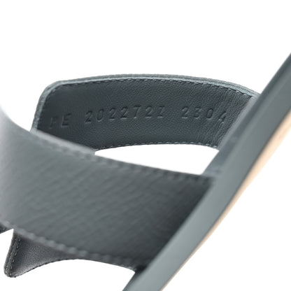 Hermes Epsom Oran Sandals 37.5 Gris Antarctique 6 of 9