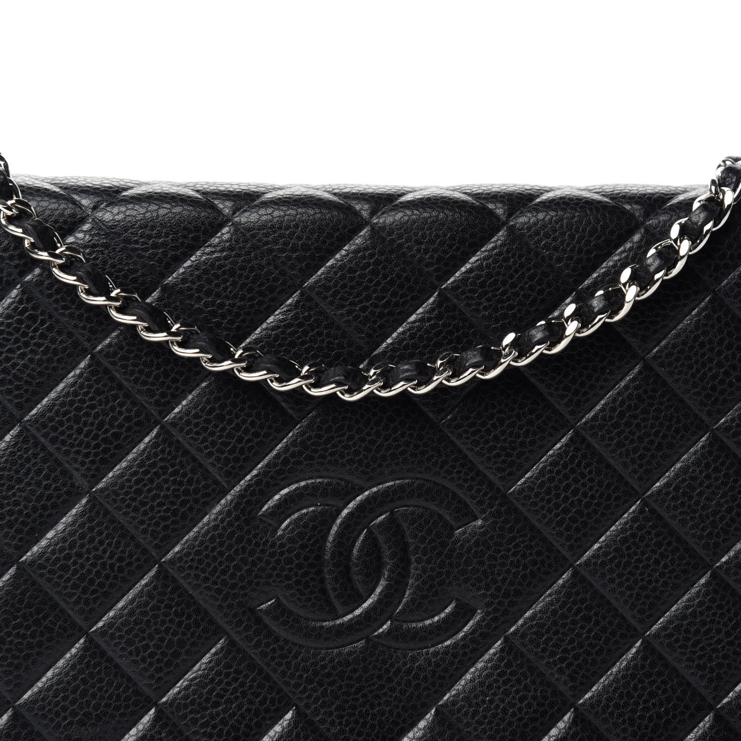 Caviar Quilted Diamond CC Wallet On Chain WOC Black