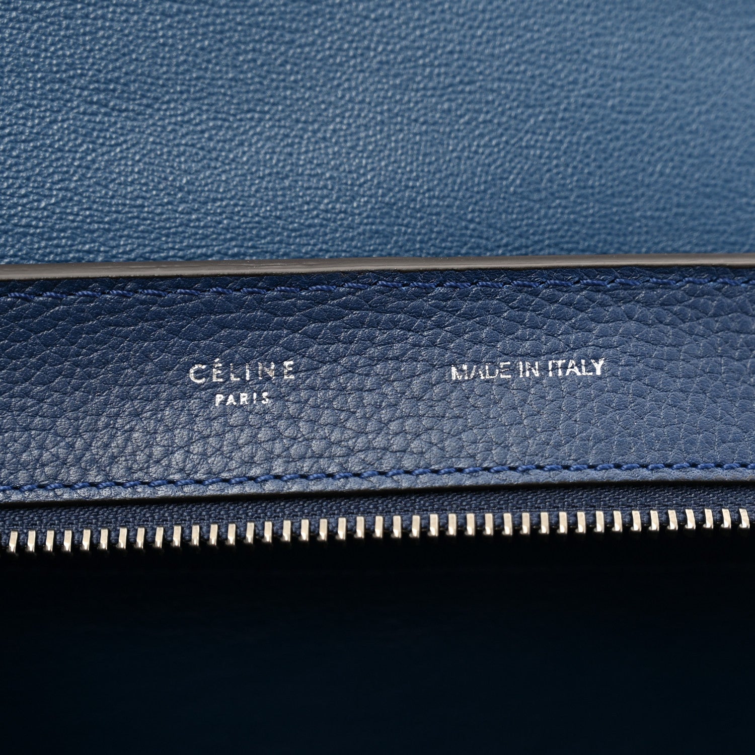 Celine Drummed Calfskin Suede Medium Trapeze Ocean Bue 6 of 12