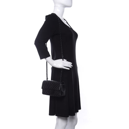 Chanel Lambskin Chevron Quilted Mini Rectangular Flap So Black 2 of 9