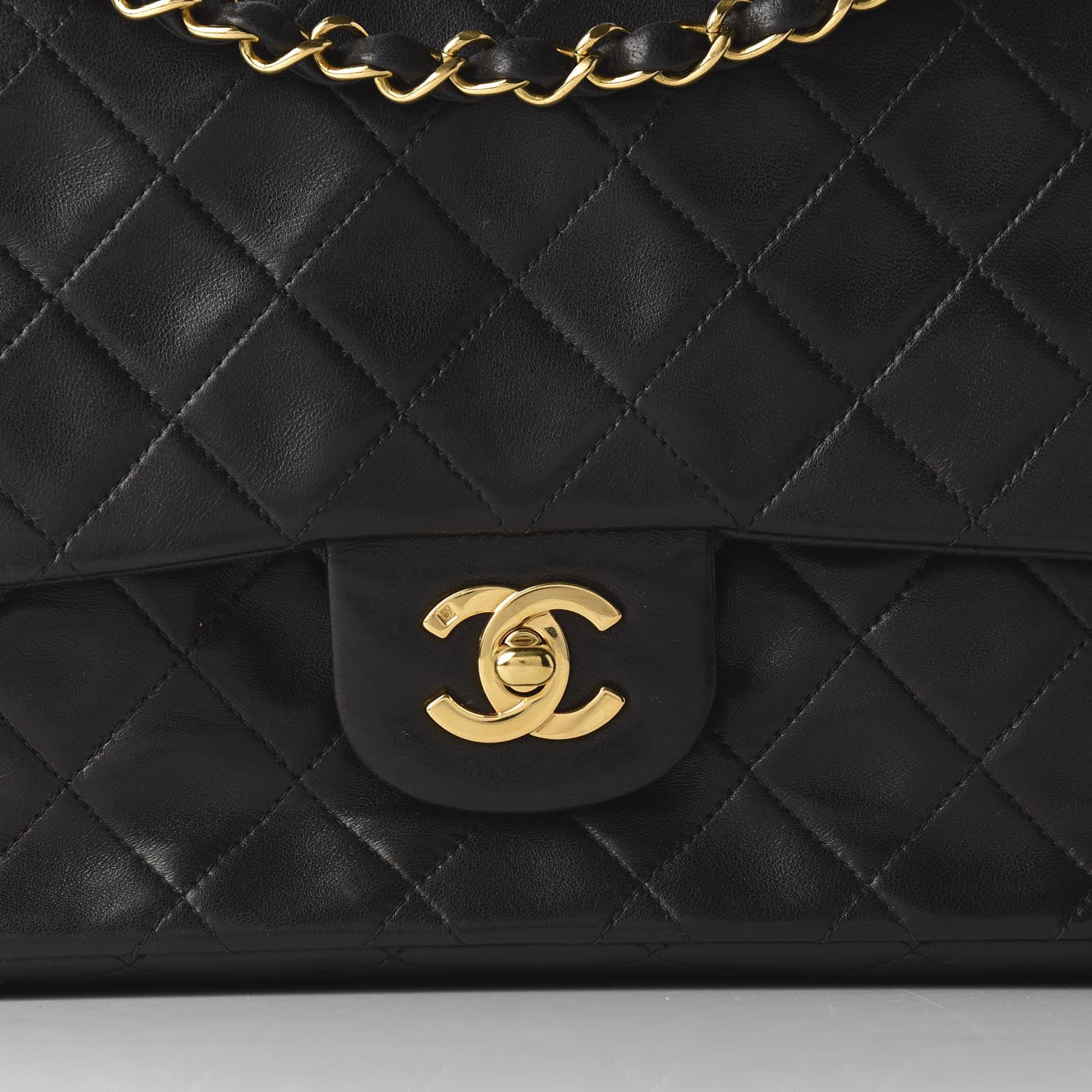 Chanel Lambskin Quilted Medium Double Flap Black 9 of 9
