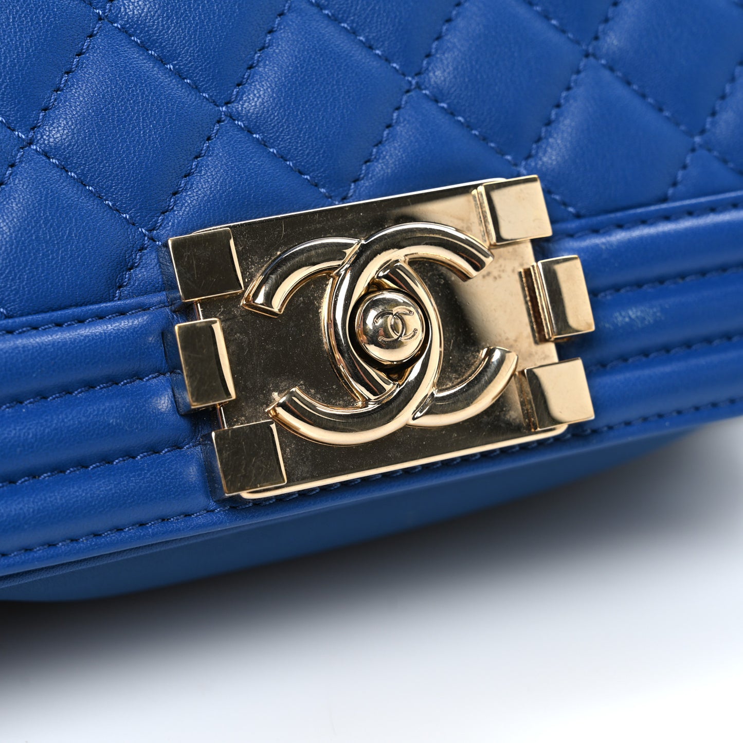 Lambskin Quilted Small Boy Flap Blue