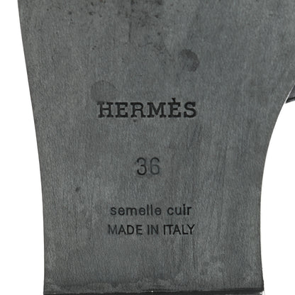 Hermes Box Cotton Canvas Printed Les Cles Bandana Oran Sandals 36 Black 8 of 10