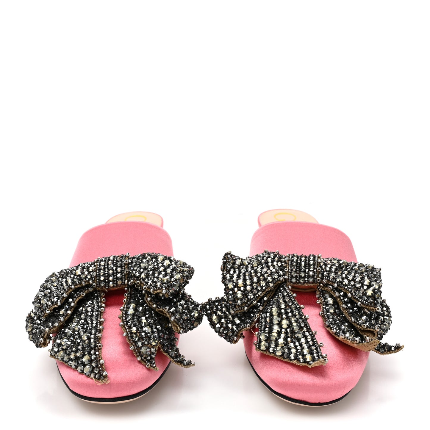 Silk Satin Crystal Embellished Bow Mules 40 Peonia