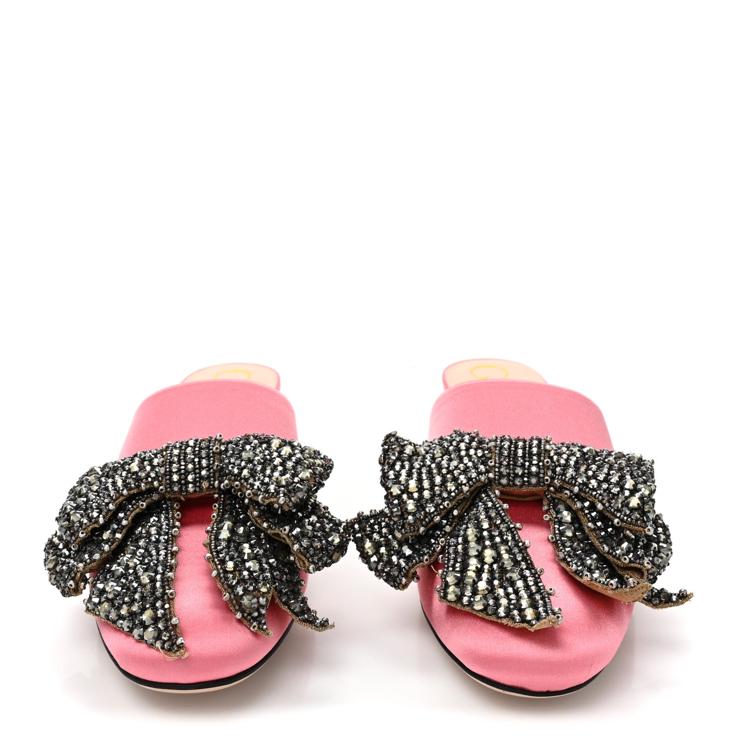Gucci Silk Satin Crystal Embellished Bow Mules 40 Peonia 2 of 11