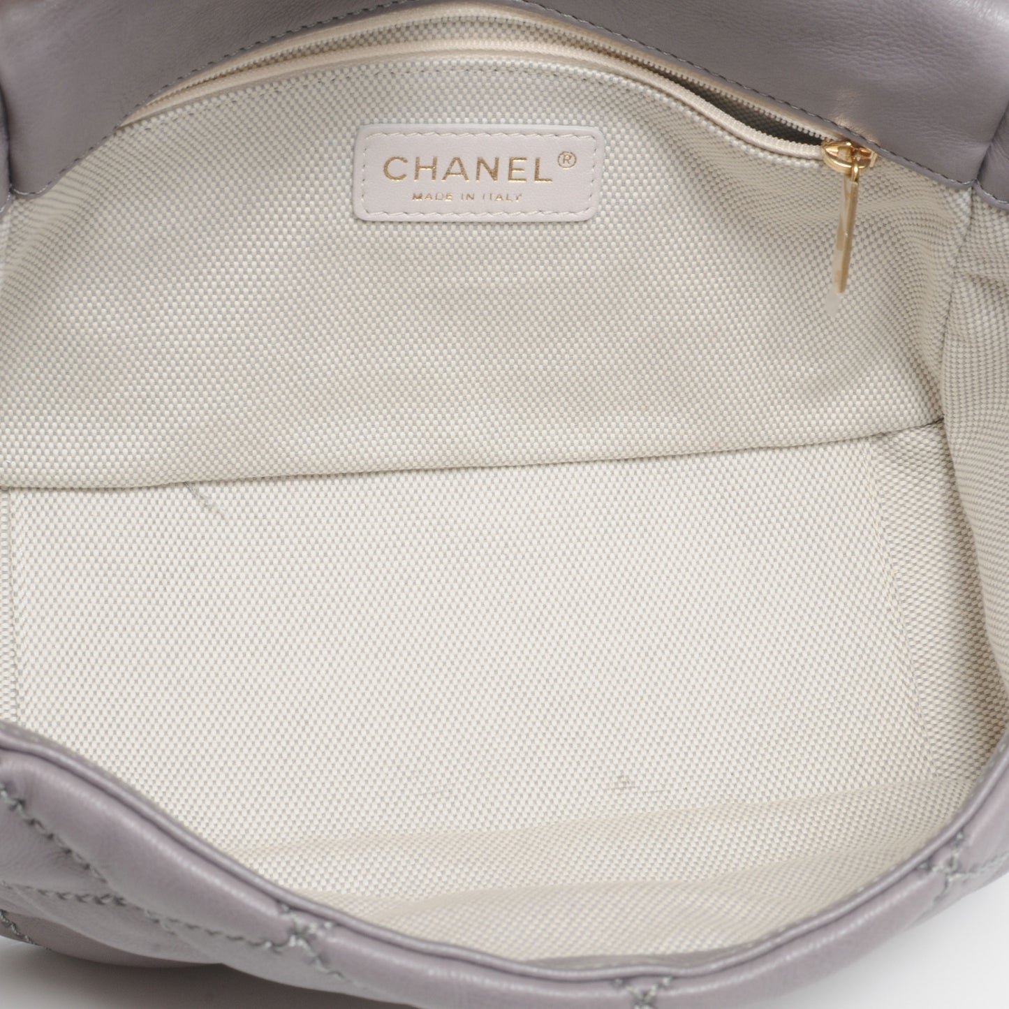 Calfskin Quilted Retro Chain Flap Grey