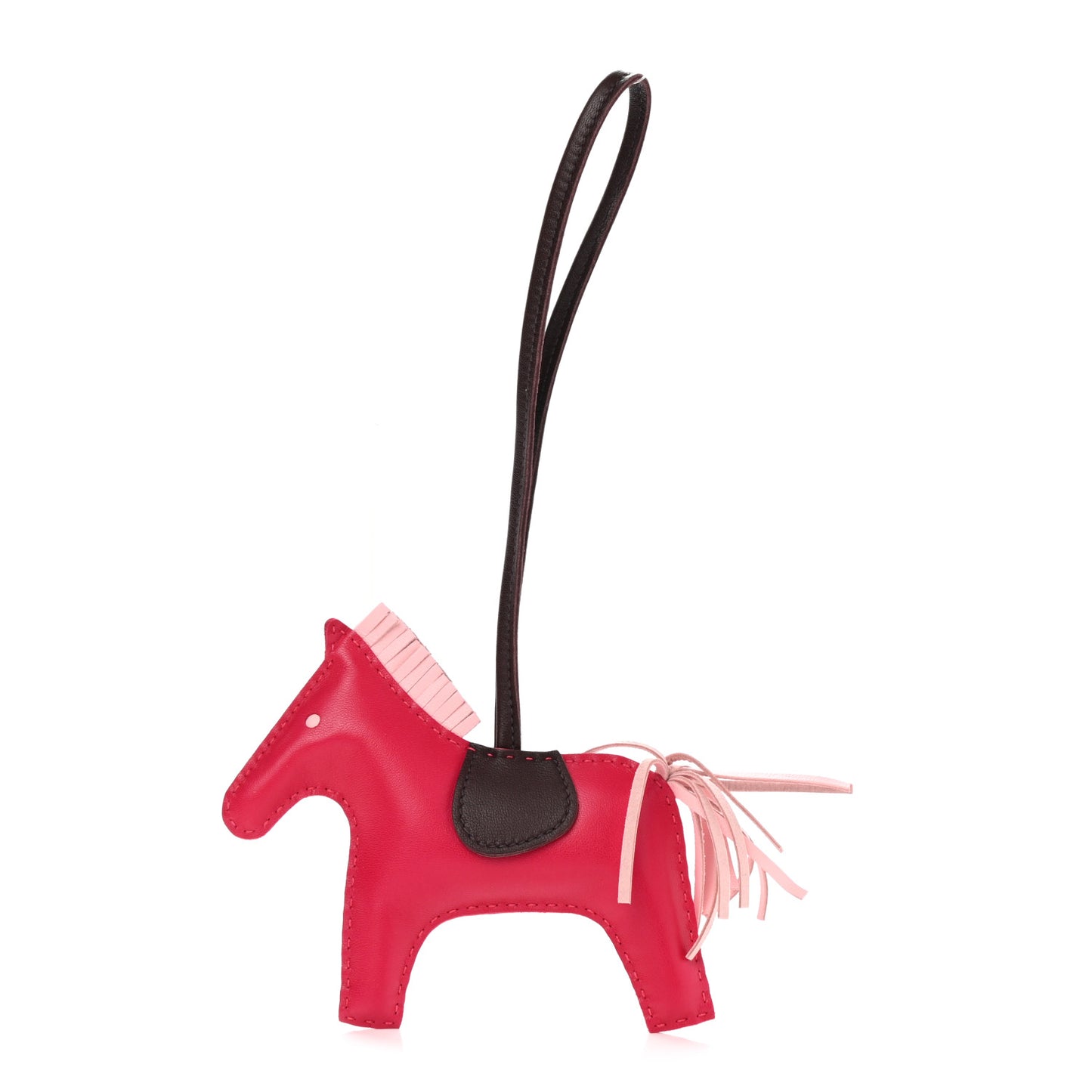 Milo Lambskin Grigri Rodeo Horse Bag Charm MM Rose Sakura Framboise Rouge Sellier