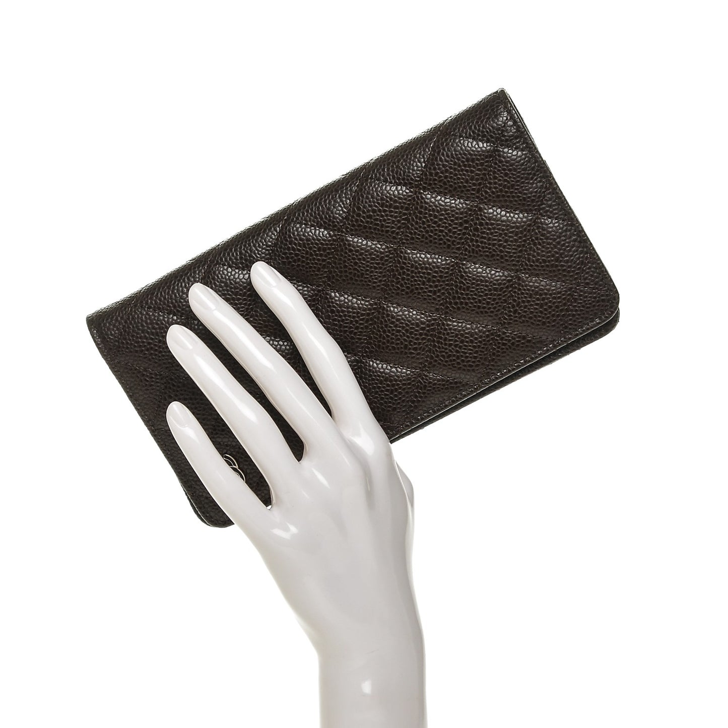 Caviar Quilted Medium Agenda Cover Dark Brown