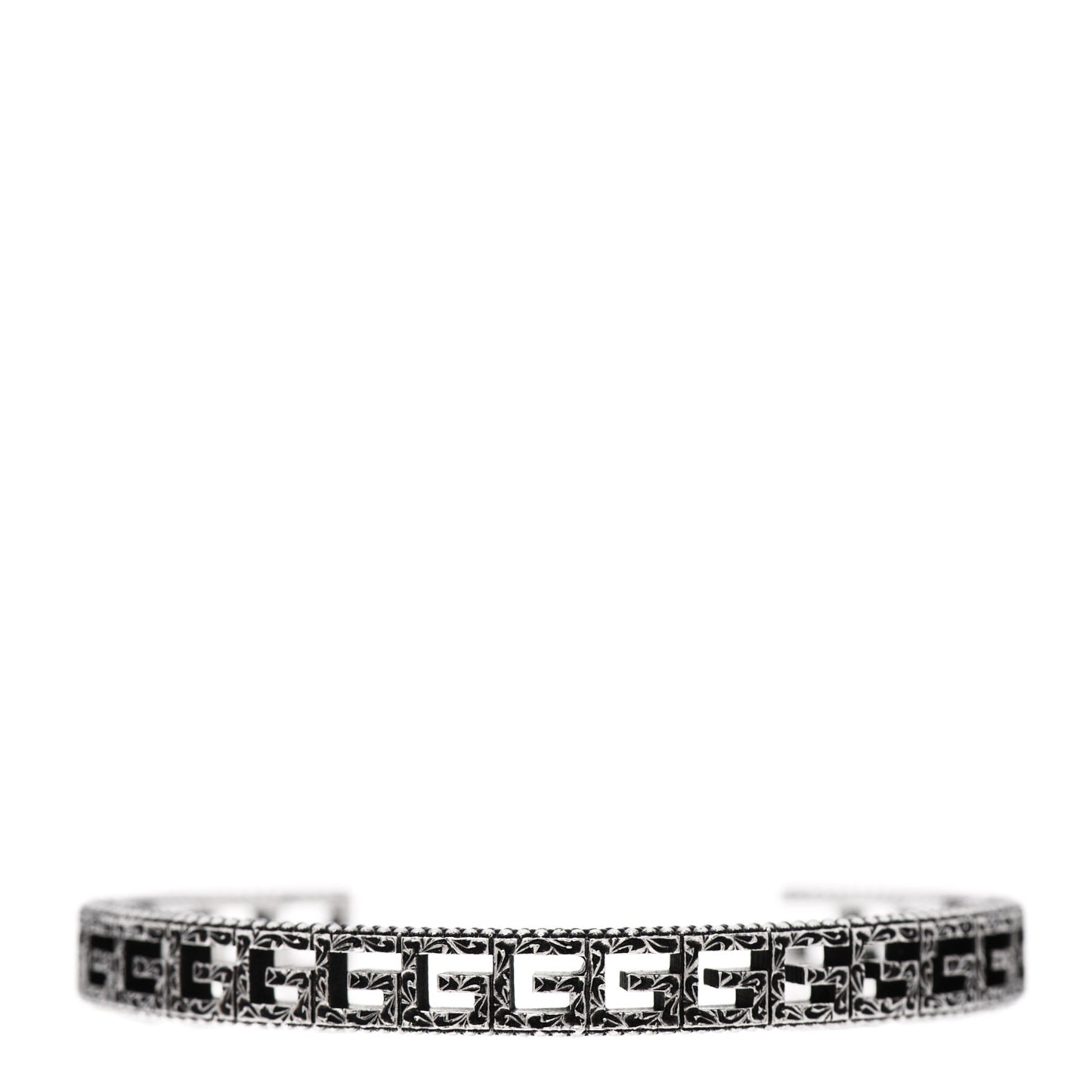 Sterling Silver Narrow Square G Motif Cuff Bracelet