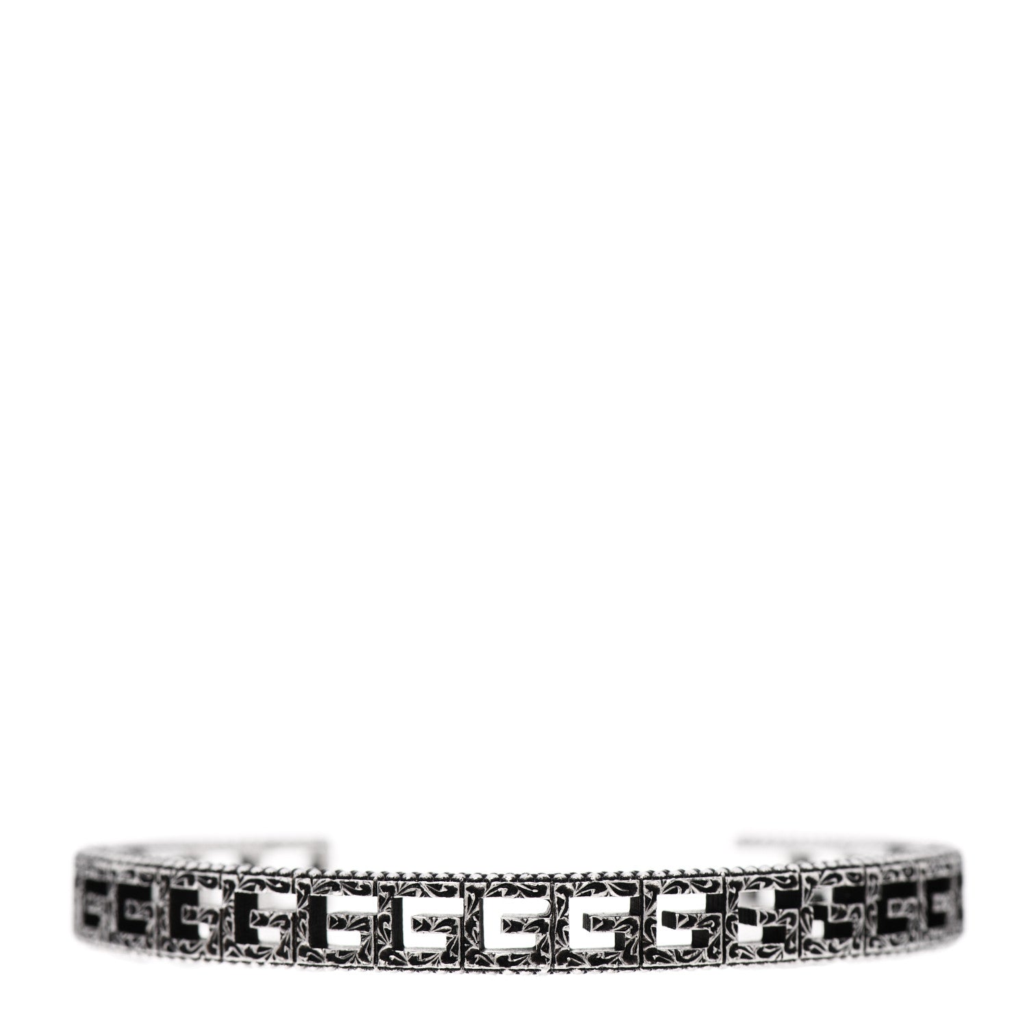 Gucci Sterling Silver Narrow Square G Motif Cuff Bracelet 1 of 5