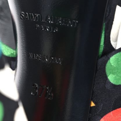 Saint Laurent Satin Heart Bianca 100mm Knotted Mule Sandals 37.5 Black Multicolor 8 of 12