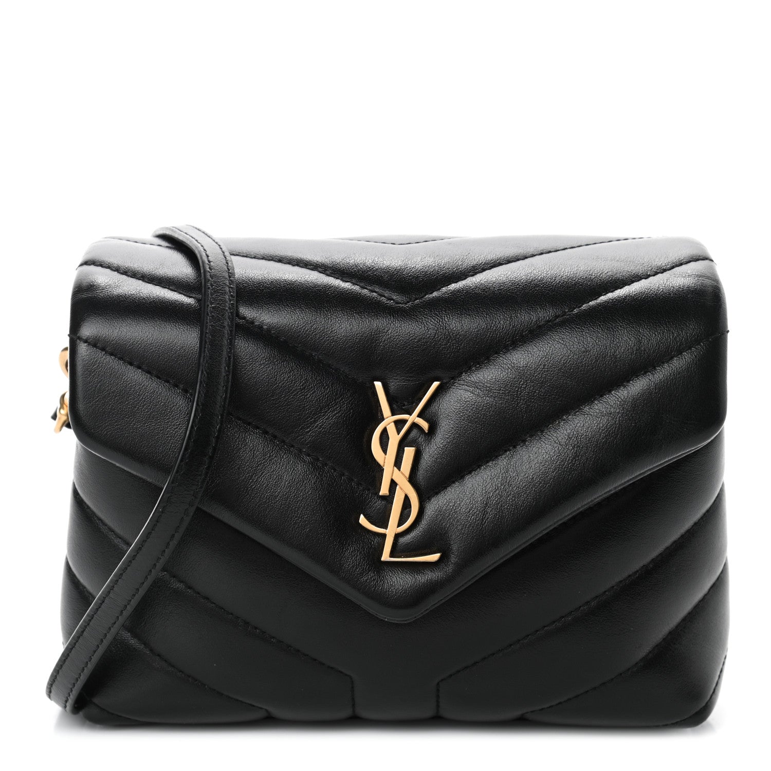 Saint Laurent Calfskin Y Quilted Monogram Toy Loulou Crossbody Bag Black 1 of 4