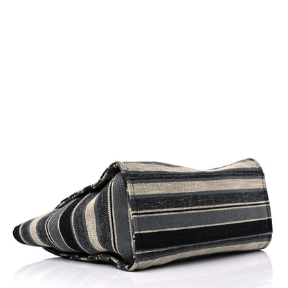 Chanel Striped Canvas Medium Deauville Tote Black 4 of 16