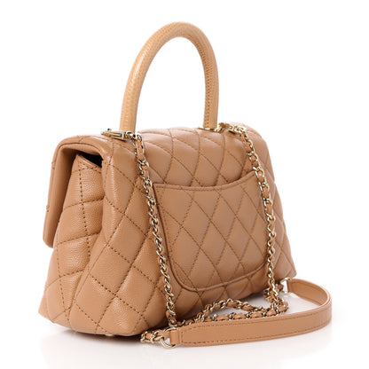Chanel Caviar Quilted Lizard Embossed Mini Coco Handle Flap Brown 3 of 12
