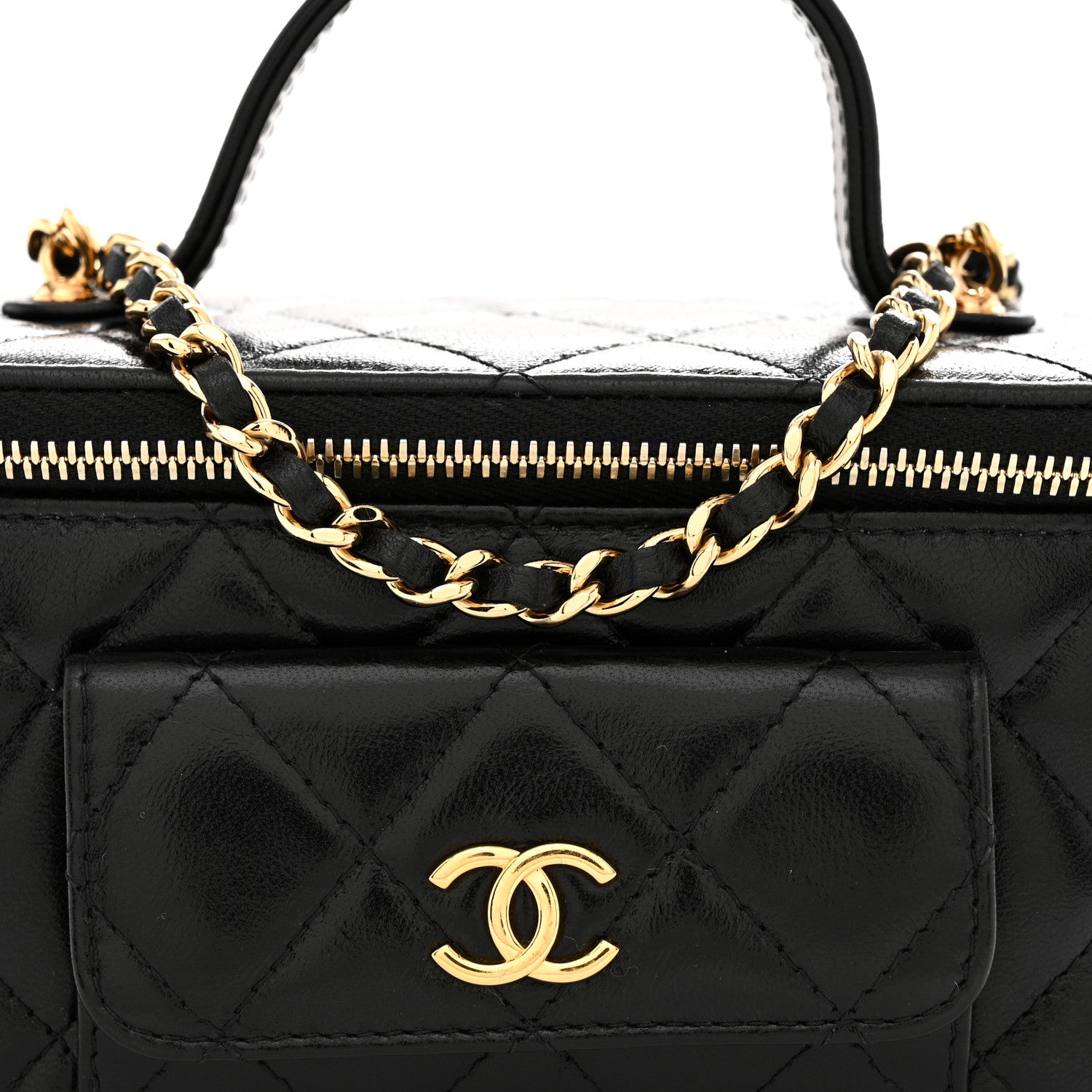 Chanel Lambskin Quilted Polly Pocket East West Top Vanity With Chain Black 8 of 10